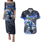 Merry Christmas AFL Kangaroos Couples Matching Puletasi and Hawaiian Shirt Aboriginal Santa Football Mascot
