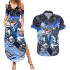 Merry Christmas AFL Kangaroos Couples Matching Summer Maxi Dress and Hawaiian Shirt Aboriginal Santa Football Mascot