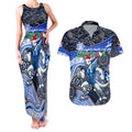 Merry Christmas AFL Kangaroos Couples Matching Tank Maxi Dress and Hawaiian Shirt Aboriginal Santa Football Mascot