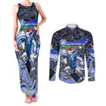 Merry Christmas AFL Kangaroos Couples Matching Tank Maxi Dress and Long Sleeve Button Shirt Aboriginal Santa Football Mascot