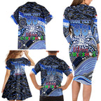 Merry Christmas AFL Kangaroos Family Matching Long Sleeve Bodycon Dress and Hawaiian Shirt Aboriginal Santa Football Mascot