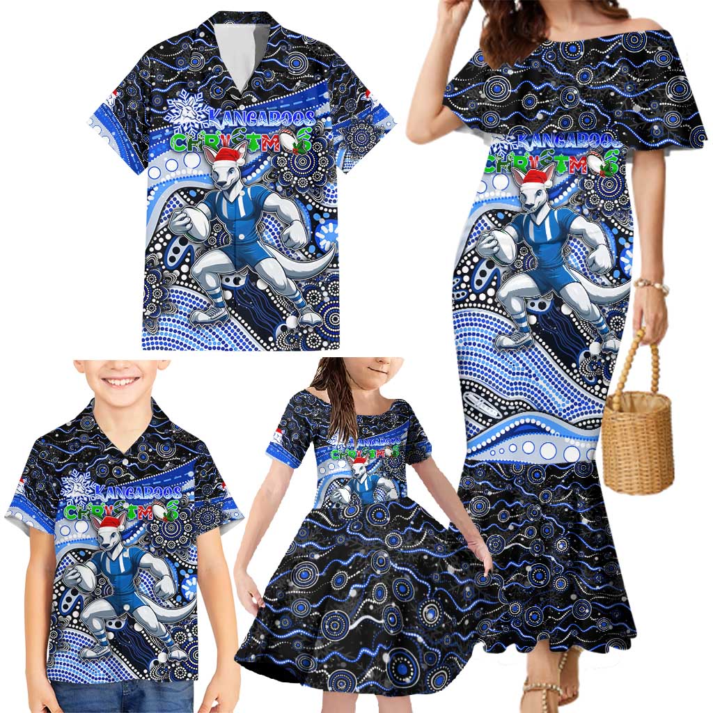 Merry Christmas AFL Kangaroos Family Matching Mermaid Dress and Hawaiian Shirt Aboriginal Santa Football Mascot