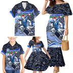 Merry Christmas AFL Kangaroos Family Matching Mermaid Dress and Hawaiian Shirt Aboriginal Santa Football Mascot