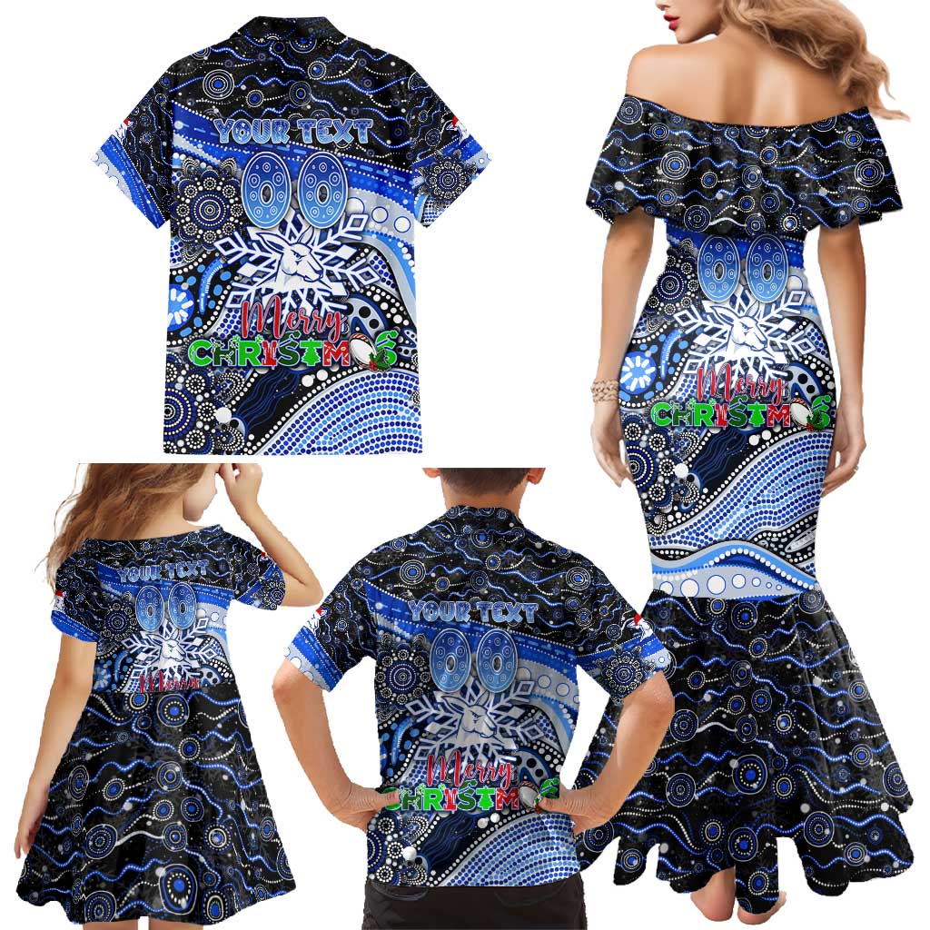 Merry Christmas AFL Kangaroos Family Matching Mermaid Dress and Hawaiian Shirt Aboriginal Santa Football Mascot