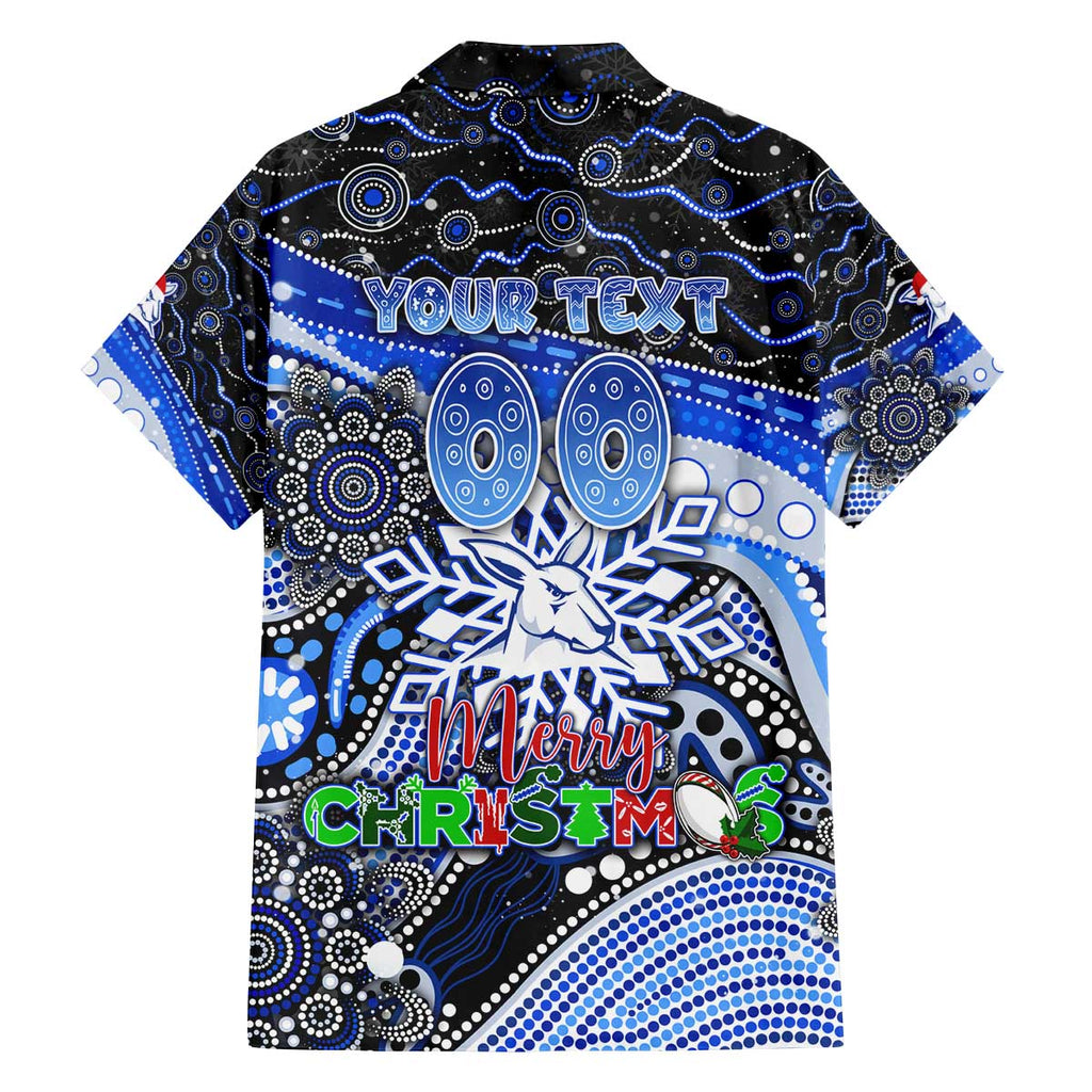Merry Christmas AFL Kangaroos Family Matching Off The Shoulder Long Sleeve Dress and Hawaiian Shirt Aboriginal Santa Football Mascot