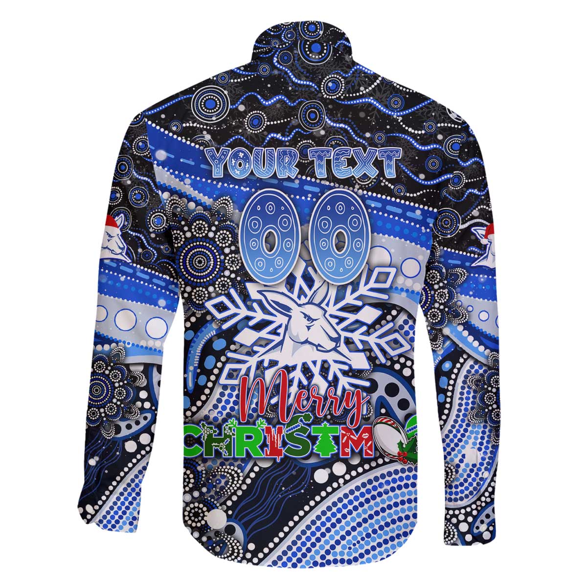 Merry Christmas AFL Kangaroos Family Matching Off The Shoulder Long Sleeve Dress and Hawaiian Shirt Aboriginal Santa Football Mascot