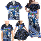 Merry Christmas AFL Kangaroos Family Matching Off Shoulder Maxi Dress and Hawaiian Shirt Aboriginal Santa Football Mascot