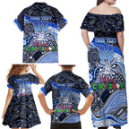 Merry Christmas AFL Kangaroos Family Matching Off Shoulder Maxi Dress and Hawaiian Shirt Aboriginal Santa Football Mascot