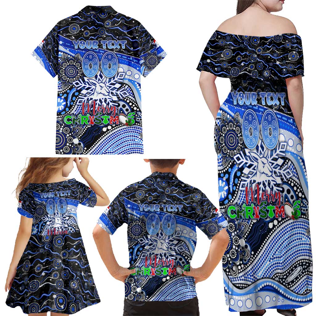 Merry Christmas AFL Kangaroos Family Matching Off Shoulder Maxi Dress and Hawaiian Shirt Aboriginal Santa Football Mascot