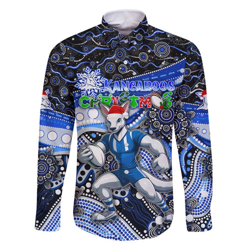 Merry Christmas AFL Kangaroos Family Matching Off Shoulder Maxi Dress and Hawaiian Shirt Aboriginal Santa Football Mascot