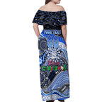 Merry Christmas AFL Kangaroos Family Matching Off Shoulder Maxi Dress and Hawaiian Shirt Aboriginal Santa Football Mascot