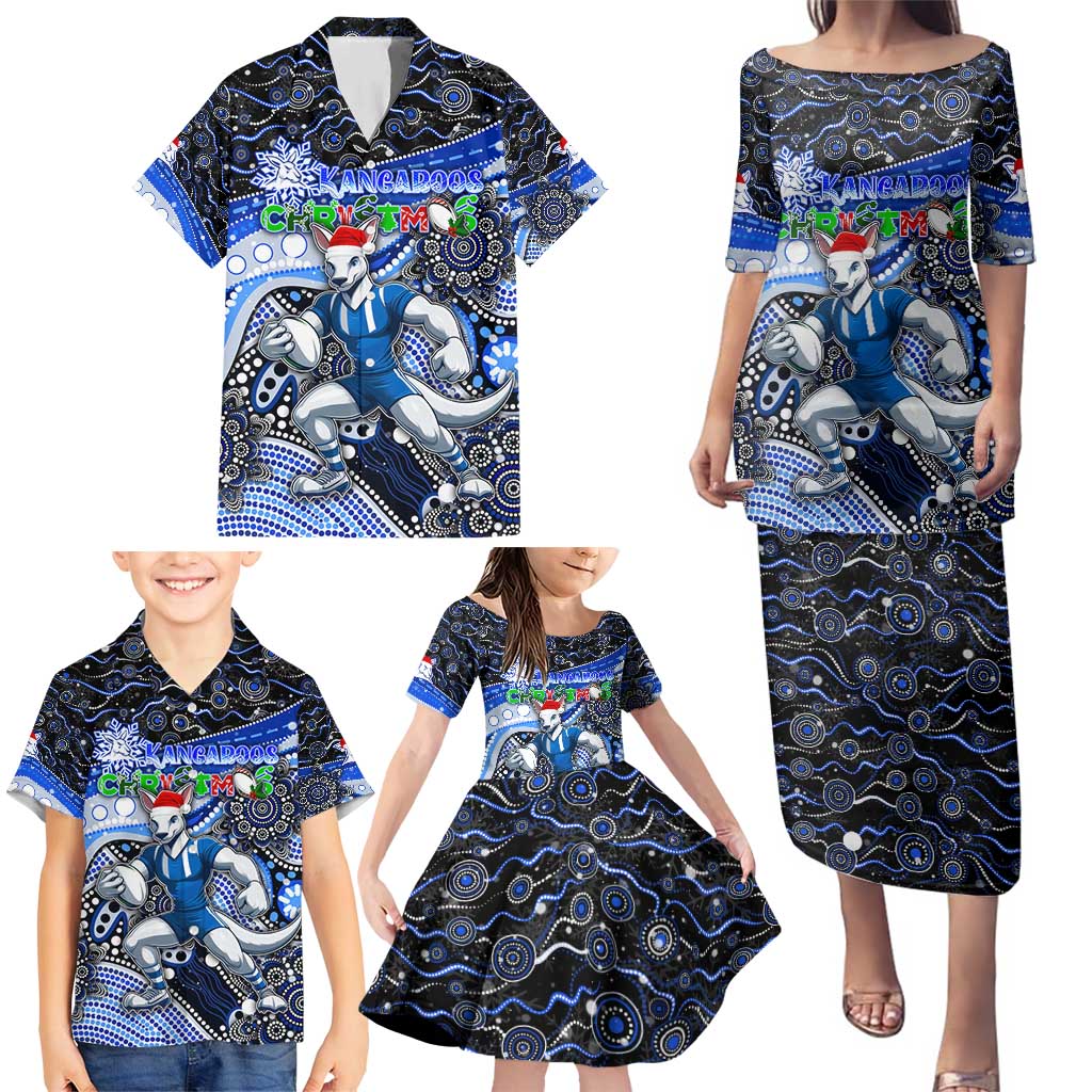 Merry Christmas AFL Kangaroos Family Matching Puletasi and Hawaiian Shirt Aboriginal Santa Football Mascot