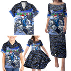 Merry Christmas AFL Kangaroos Family Matching Puletasi and Hawaiian Shirt Aboriginal Santa Football Mascot