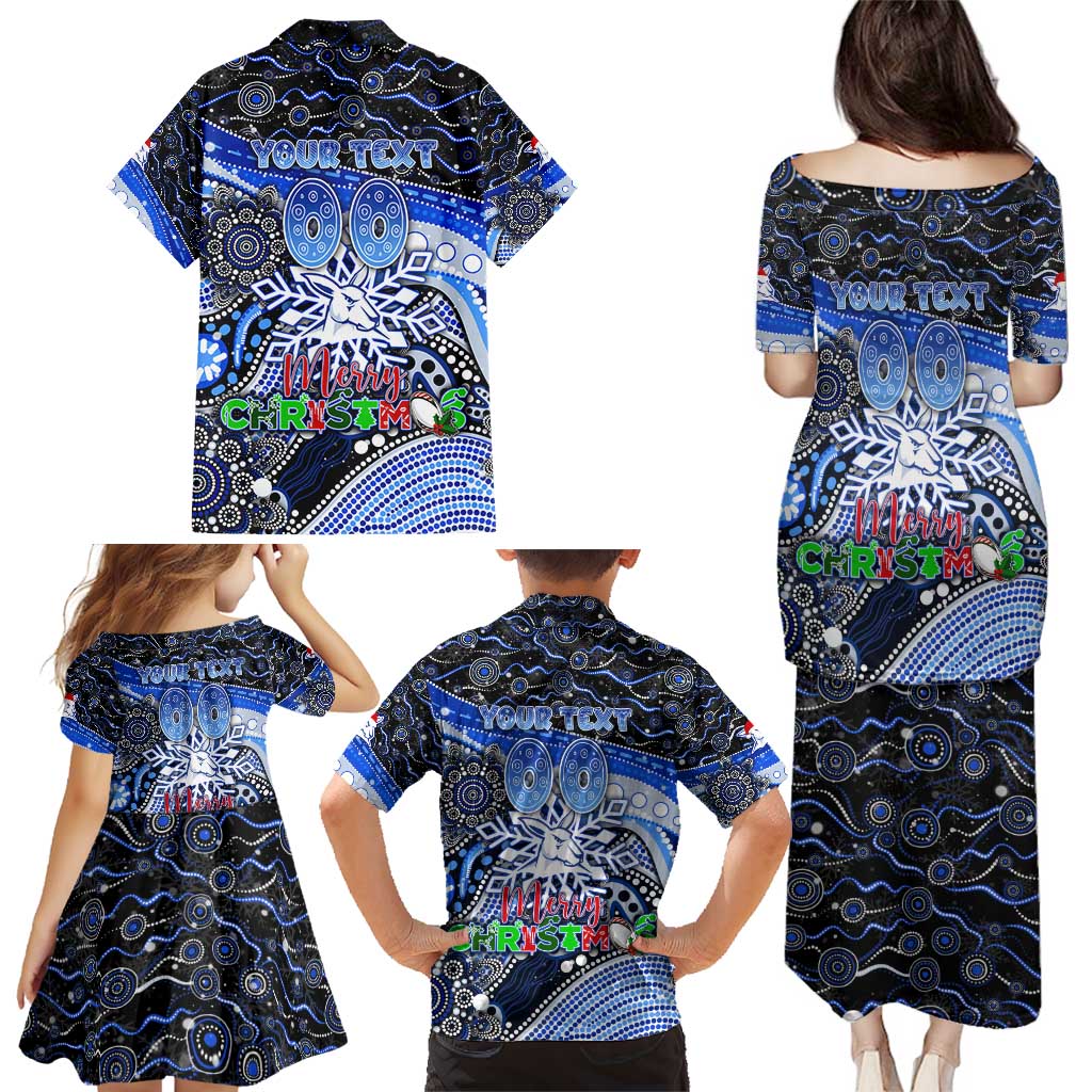 Merry Christmas AFL Kangaroos Family Matching Puletasi and Hawaiian Shirt Aboriginal Santa Football Mascot