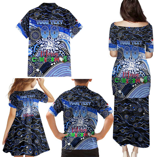 Merry Christmas AFL Kangaroos Family Matching Puletasi and Hawaiian Shirt Aboriginal Santa Football Mascot