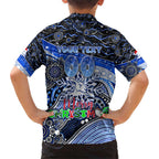Merry Christmas AFL Kangaroos Family Matching Short Sleeve Bodycon Dress and Hawaiian Shirt Aboriginal Santa Football Mascot