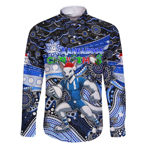 Merry Christmas AFL Kangaroos Family Matching Short Sleeve Bodycon Dress and Hawaiian Shirt Aboriginal Santa Football Mascot