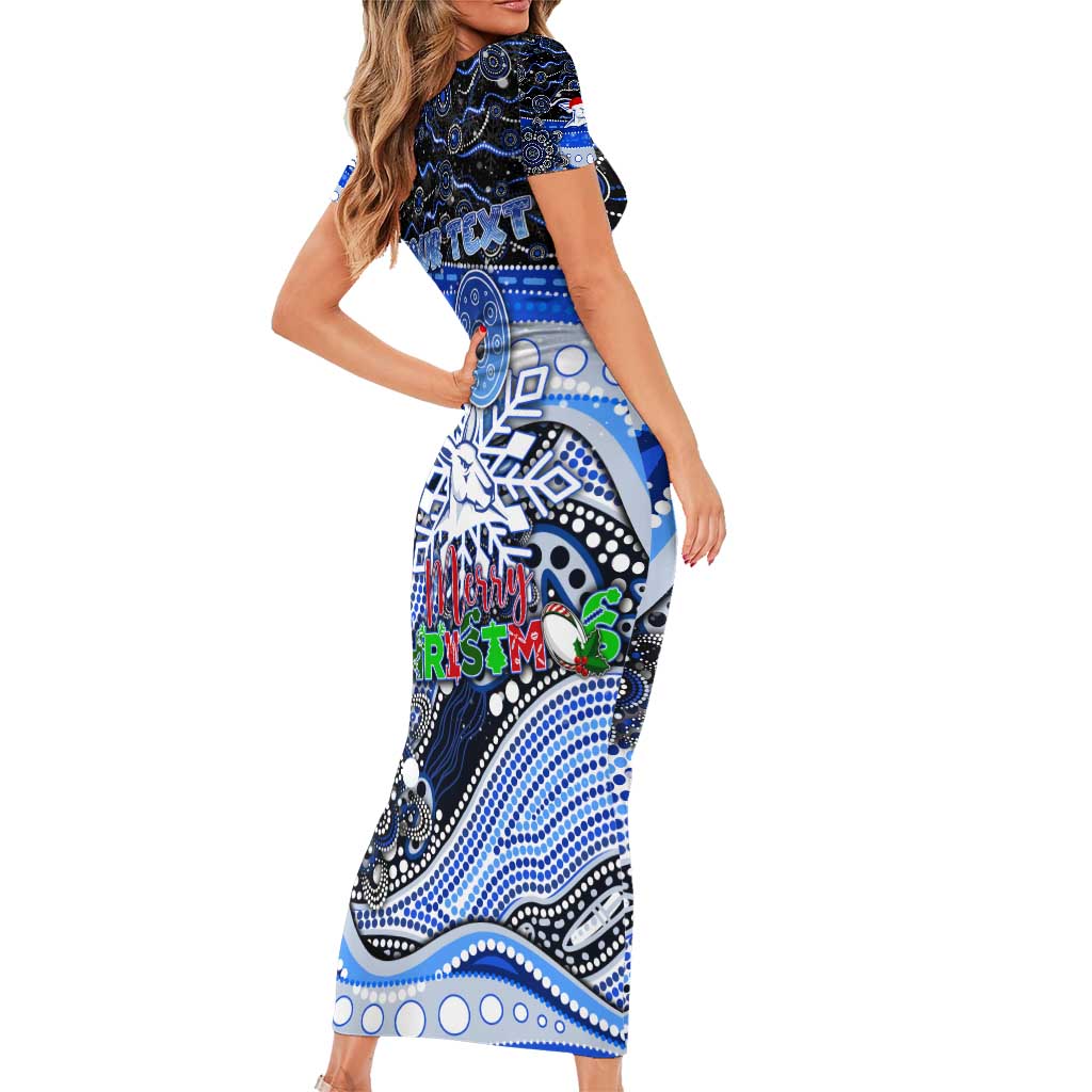 Merry Christmas AFL Kangaroos Family Matching Short Sleeve Bodycon Dress and Hawaiian Shirt Aboriginal Santa Football Mascot