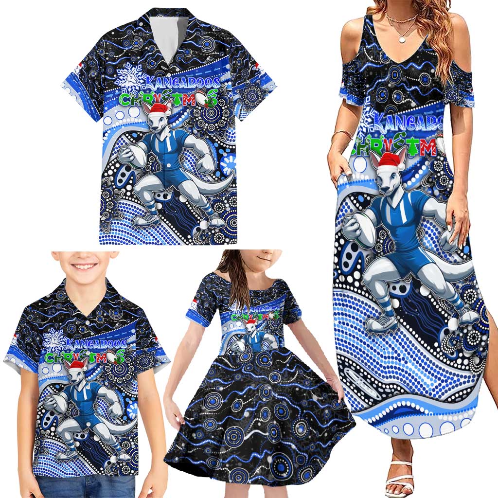 Merry Christmas AFL Kangaroos Family Matching Summer Maxi Dress and Hawaiian Shirt Aboriginal Santa Football Mascot