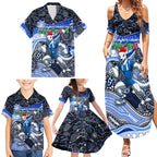 Merry Christmas AFL Kangaroos Family Matching Summer Maxi Dress and Hawaiian Shirt Aboriginal Santa Football Mascot