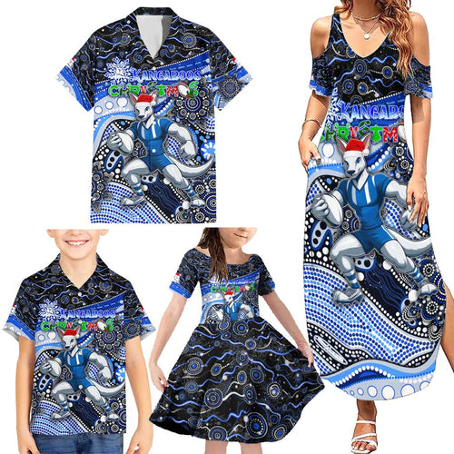 Merry Christmas AFL Kangaroos Family Matching Summer Maxi Dress and Hawaiian Shirt Aboriginal Santa Football Mascot