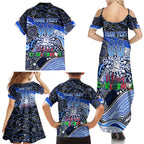 Merry Christmas AFL Kangaroos Family Matching Summer Maxi Dress and Hawaiian Shirt Aboriginal Santa Football Mascot
