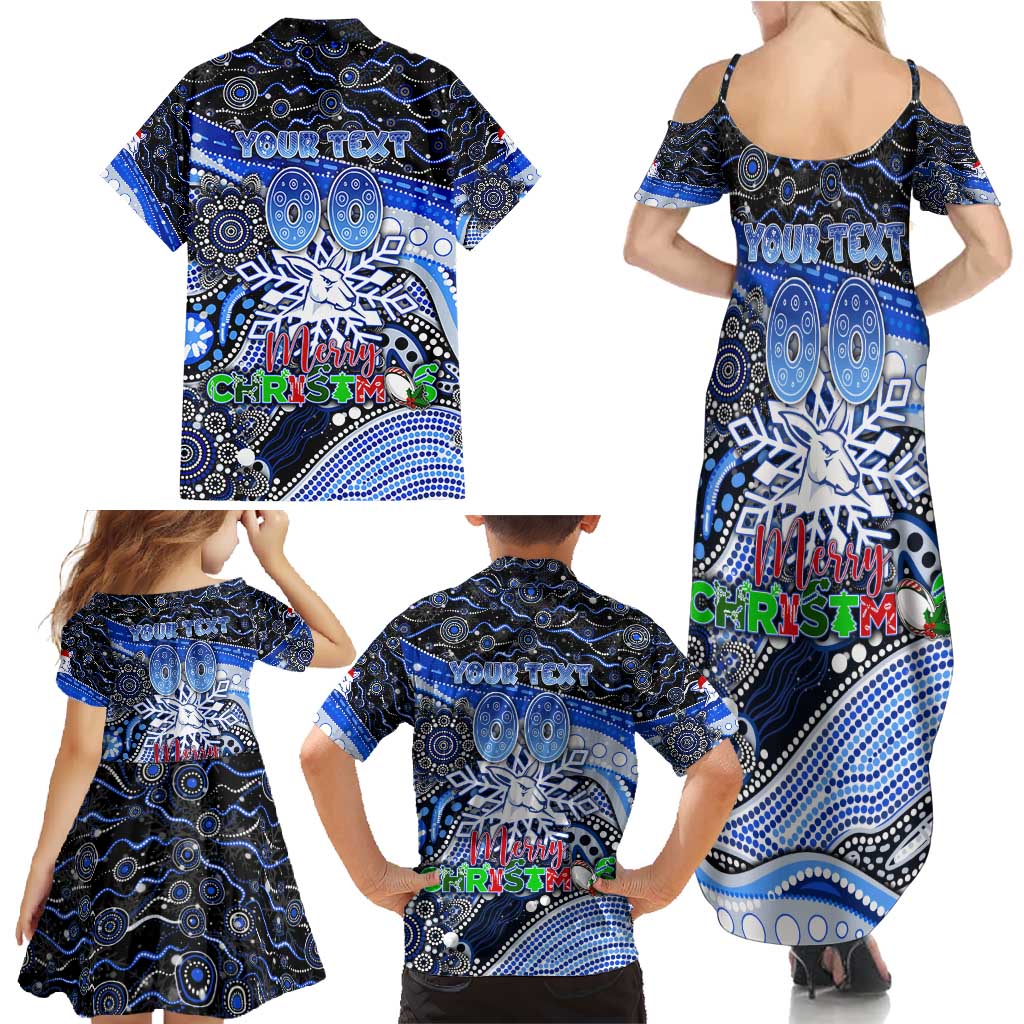 Merry Christmas AFL Kangaroos Family Matching Summer Maxi Dress and Hawaiian Shirt Aboriginal Santa Football Mascot