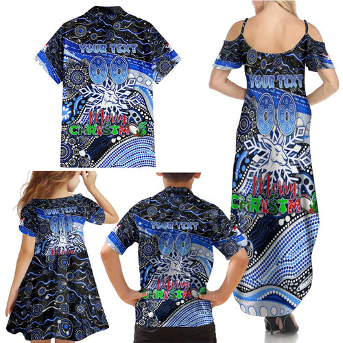 Merry Christmas AFL Kangaroos Family Matching Summer Maxi Dress and Hawaiian Shirt Aboriginal Santa Football Mascot