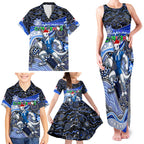 Merry Christmas AFL Kangaroos Family Matching Tank Maxi Dress and Hawaiian Shirt Aboriginal Santa Football Mascot