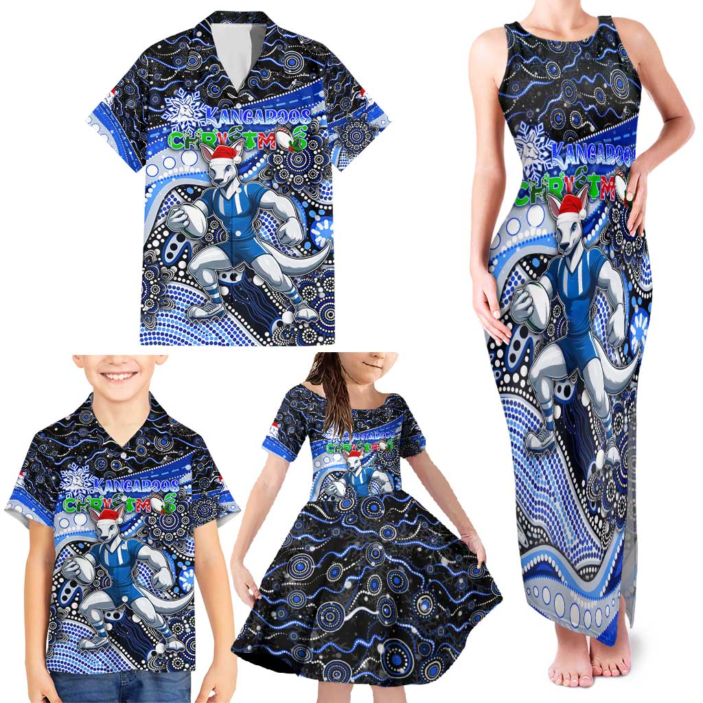Merry Christmas AFL Kangaroos Family Matching Tank Maxi Dress and Hawaiian Shirt Aboriginal Santa Football Mascot