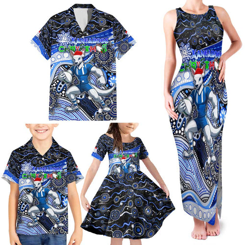 Merry Christmas AFL Kangaroos Family Matching Tank Maxi Dress and Hawaiian Shirt Aboriginal Santa Football Mascot