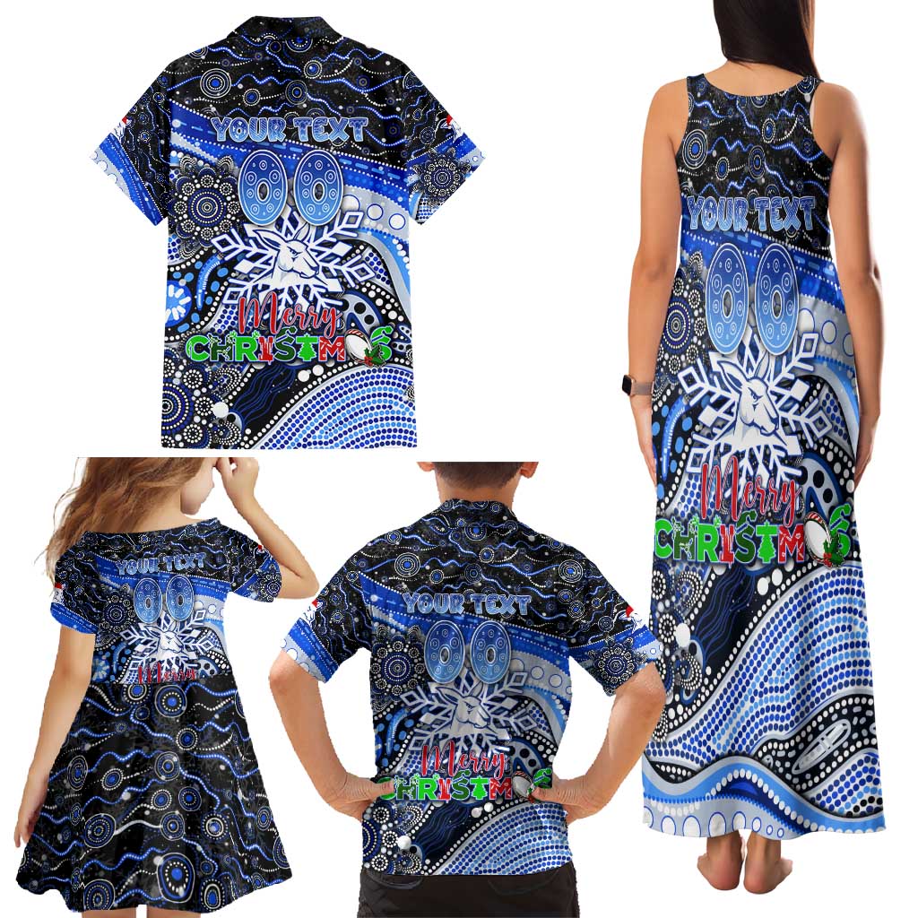 Merry Christmas AFL Kangaroos Family Matching Tank Maxi Dress and Hawaiian Shirt Aboriginal Santa Football Mascot