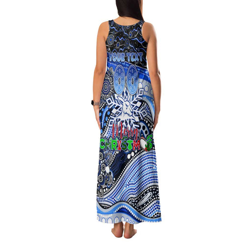 Merry Christmas AFL Kangaroos Family Matching Tank Maxi Dress and Hawaiian Shirt Aboriginal Santa Football Mascot