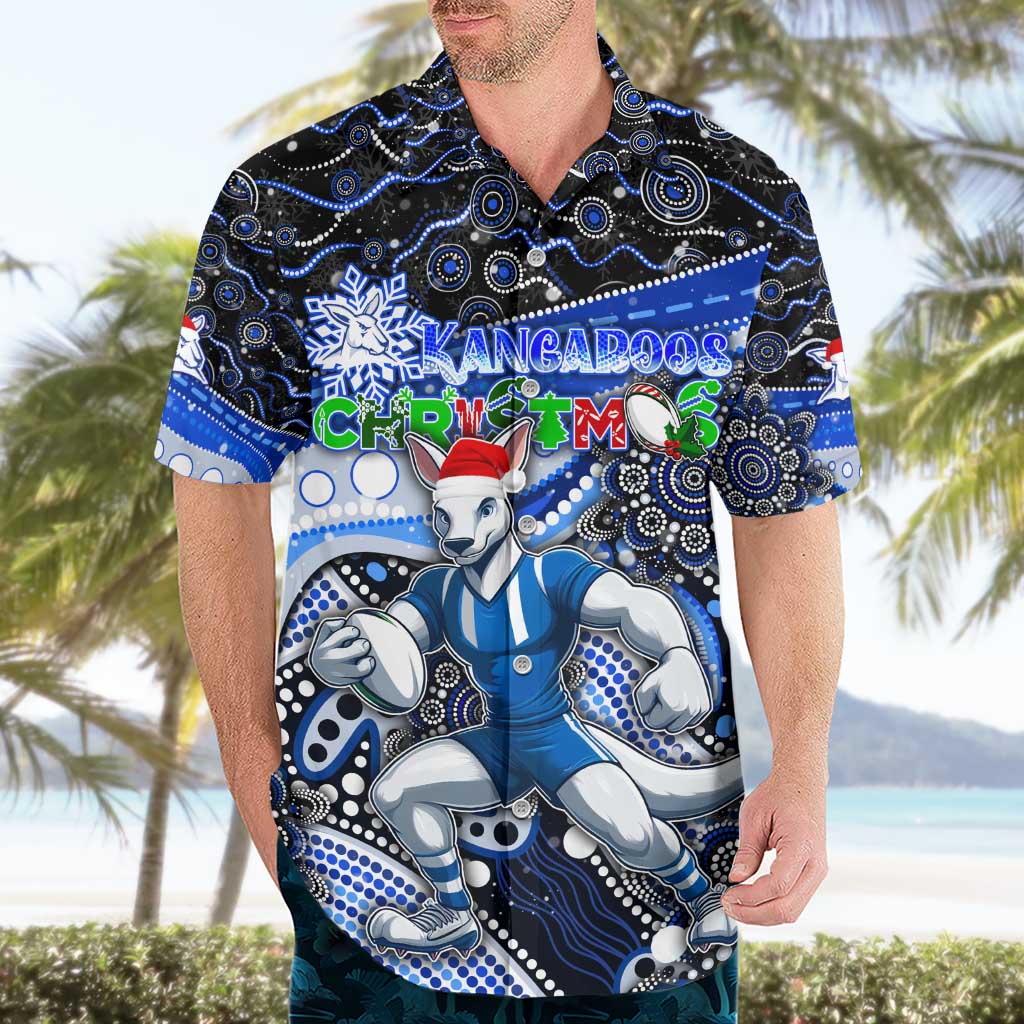 Merry Christmas AFL Kangaroos Hawaiian Shirt Aboriginal Santa Football Mascot