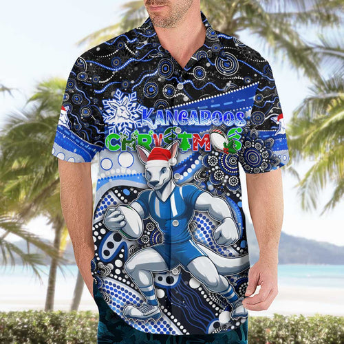 Merry Christmas AFL Kangaroos Hawaiian Shirt Aboriginal Santa Football Mascot