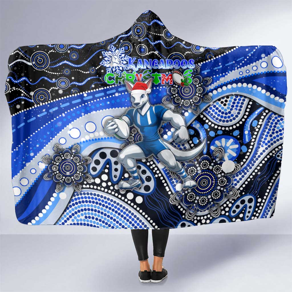 Merry Christmas AFL Kangaroos Hooded Blanket Aboriginal Santa Football Mascot