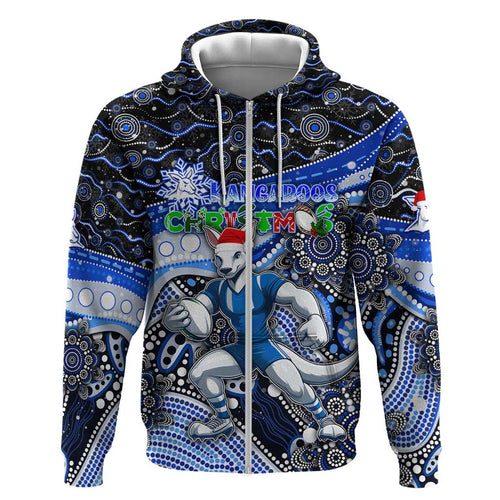 Merry Christmas AFL Kangaroos Hoodie Aboriginal Santa Football Mascot