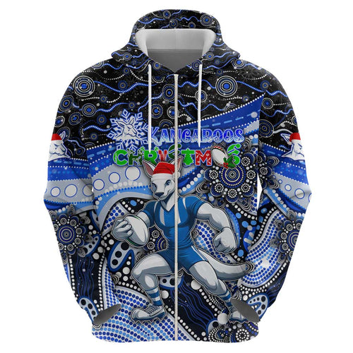 Merry Christmas AFL Kangaroos Hoodie Aboriginal Santa Football Mascot