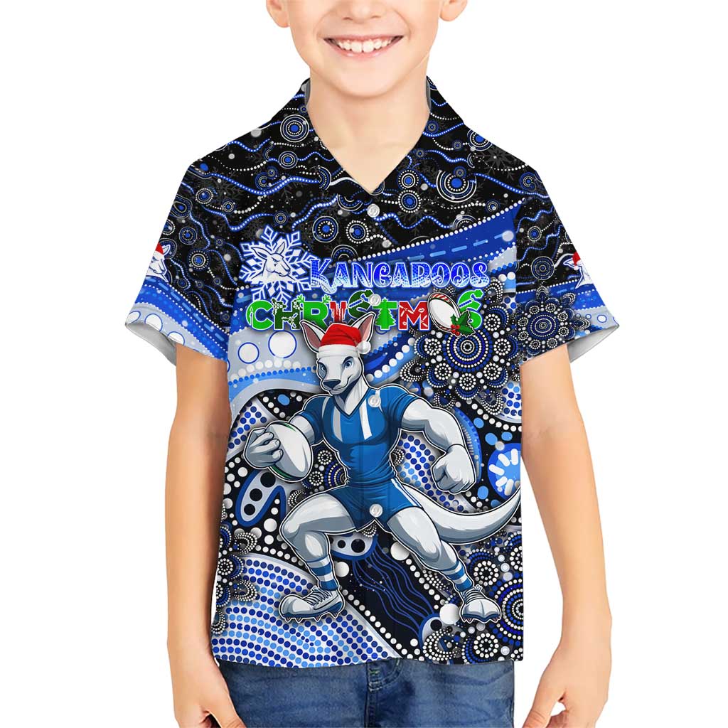 Merry Christmas AFL Kangaroos Kid Hawaiian Shirt Aboriginal Santa Football Mascot