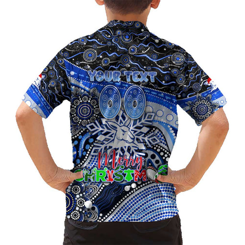 Merry Christmas AFL Kangaroos Kid Hawaiian Shirt Aboriginal Santa Football Mascot