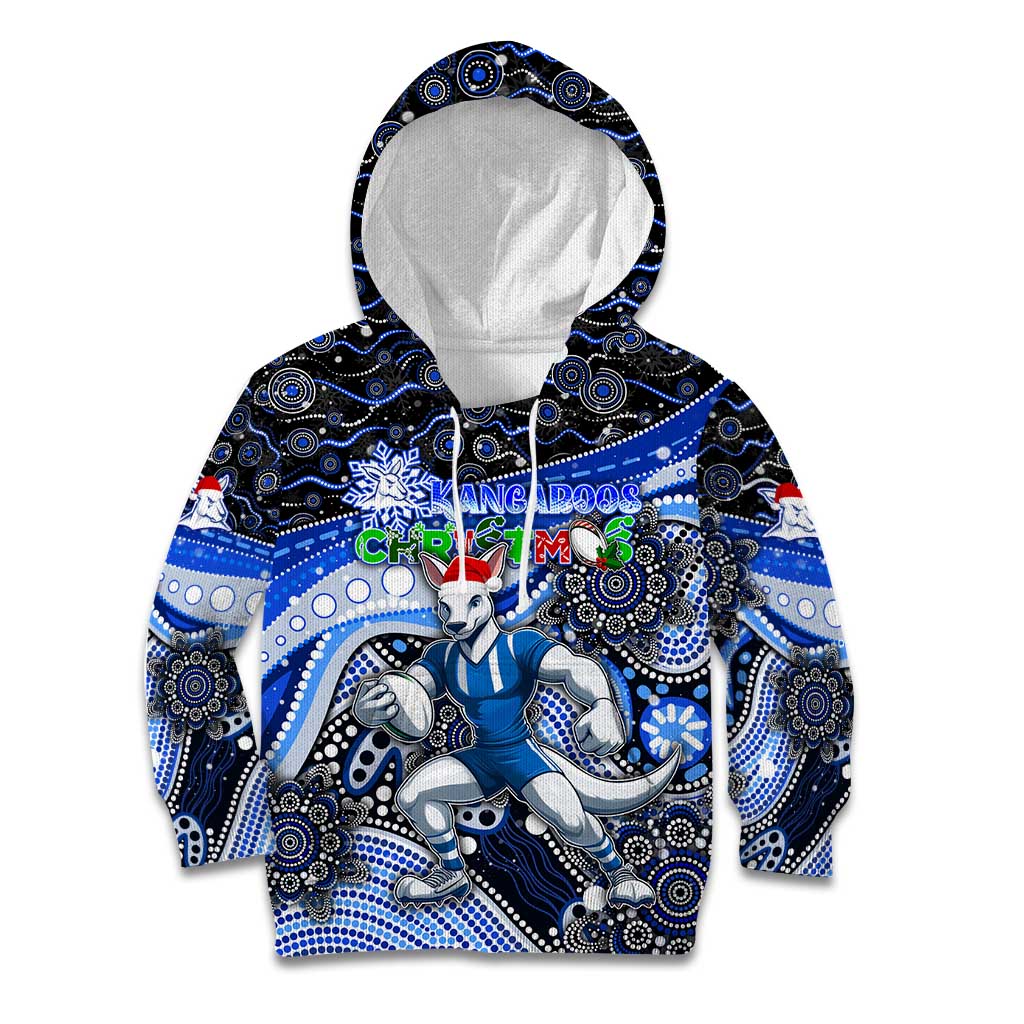 Merry Christmas AFL Kangaroos Kid Hoodie Aboriginal Santa Football Mascot