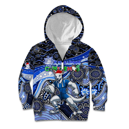 Merry Christmas AFL Kangaroos Kid Hoodie Aboriginal Santa Football Mascot