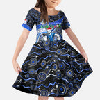 Merry Christmas AFL Kangaroos Kid Short Sleeve Dress Aboriginal Santa Football Mascot