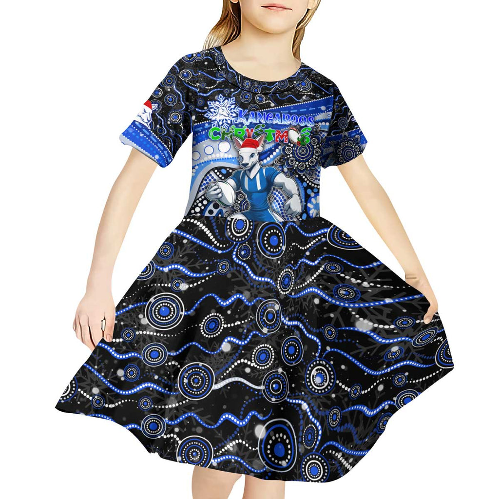 Merry Christmas AFL Kangaroos Kid Short Sleeve Dress Aboriginal Santa Football Mascot