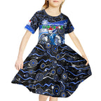 Merry Christmas AFL Kangaroos Kid Short Sleeve Dress Aboriginal Santa Football Mascot