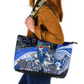 Merry Christmas AFL Kangaroos Leather Tote Bag Aboriginal Santa Football Mascot