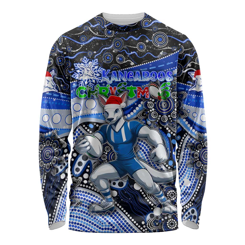 Merry Christmas AFL Kangaroos Long Sleeve Shirt Aboriginal Santa Football Mascot