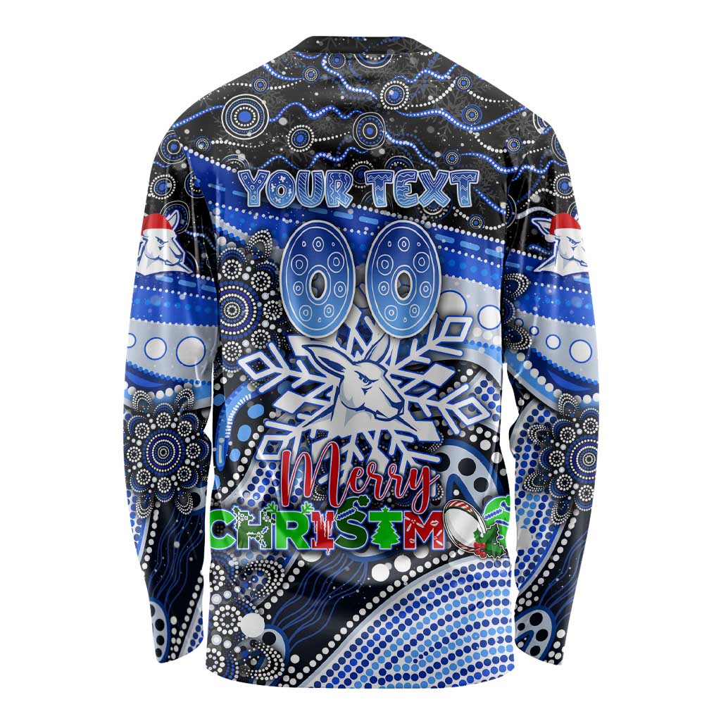 Merry Christmas AFL Kangaroos Long Sleeve Shirt Aboriginal Santa Football Mascot