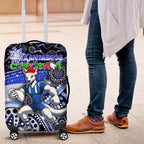 Merry Christmas AFL Kangaroos Luggage Cover Aboriginal Santa Football Mascot