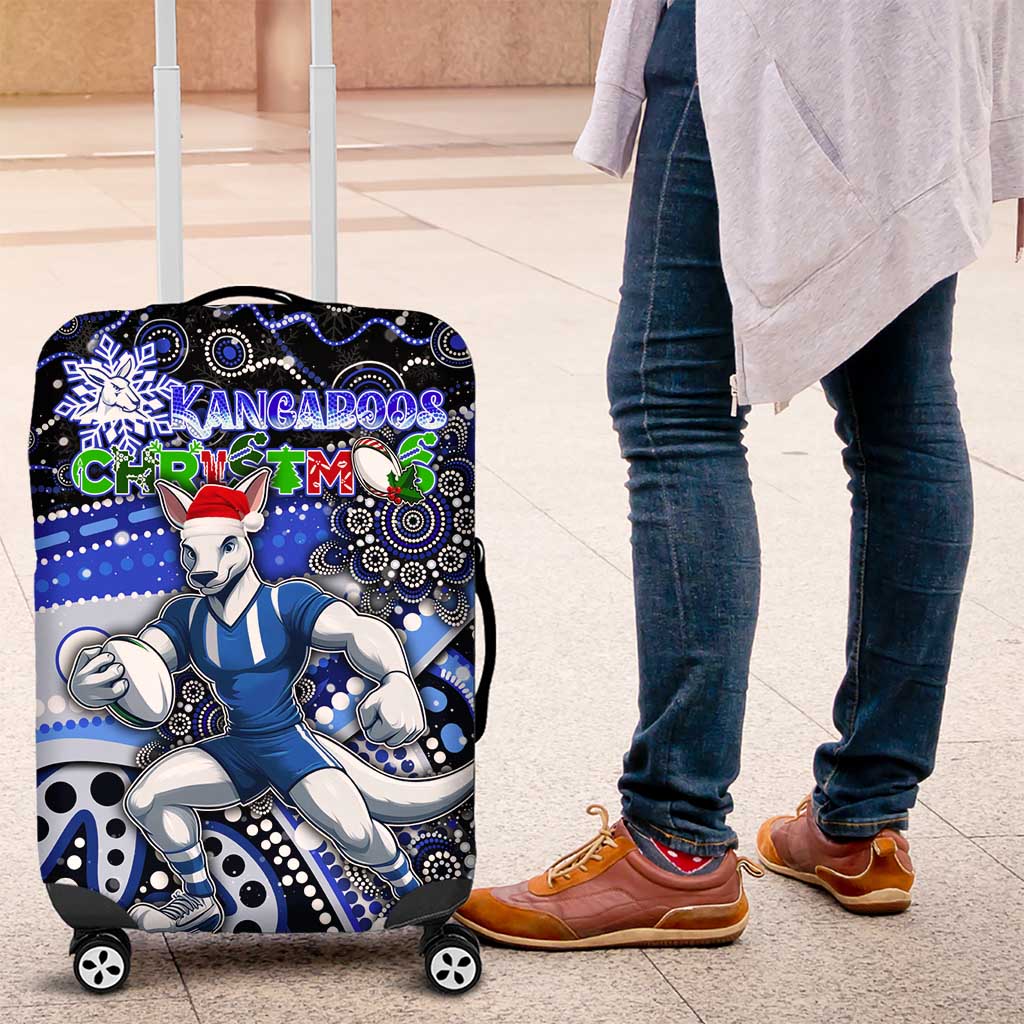 Merry Christmas AFL Kangaroos Luggage Cover Aboriginal Santa Football Mascot